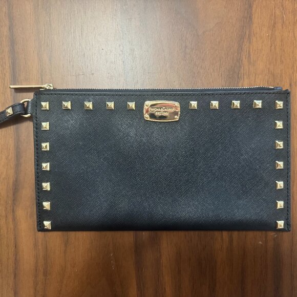 Michael Kors Saffiano Leather Clutch - Black - Like New - Picture 1 of 9